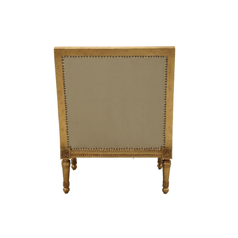 ACME Daesha Accent Chair & Pillow, Fabric & Antique Gold FredCo