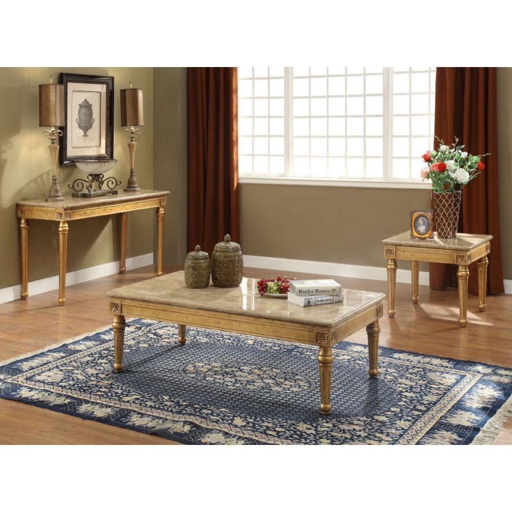 ACME Daesha Coffee Table, Marble & Antique Gold FredCo