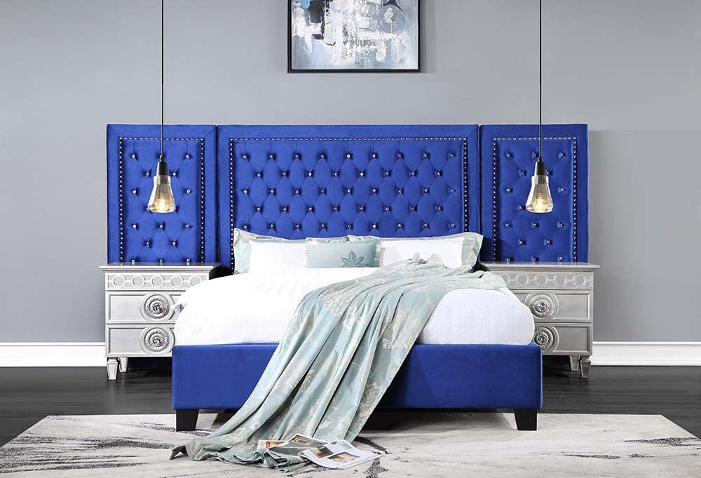 ACME Damazy Queen Bed, Blue Velvet FredCo