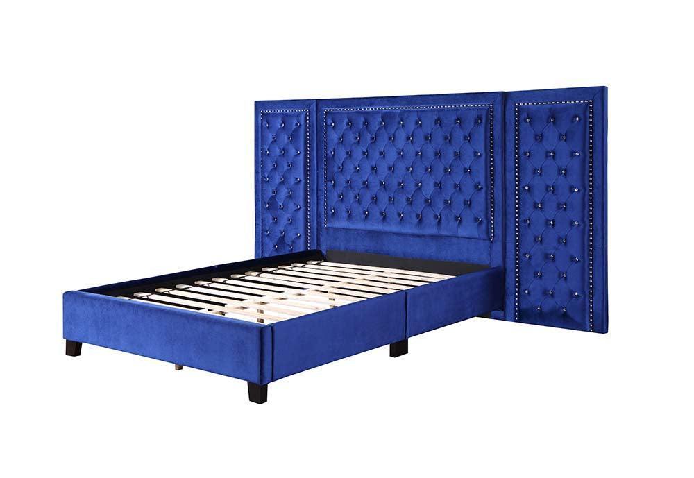 ACME Damazy Queen Bed, Blue Velvet FredCo