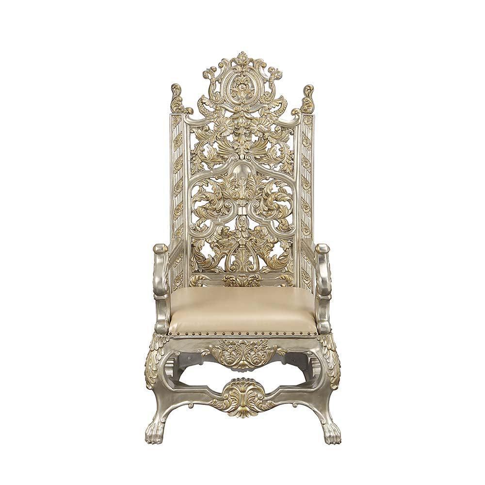 ACME Danae Arm Chair (Set-2), PU, Champagne & Gold Finish FredCo