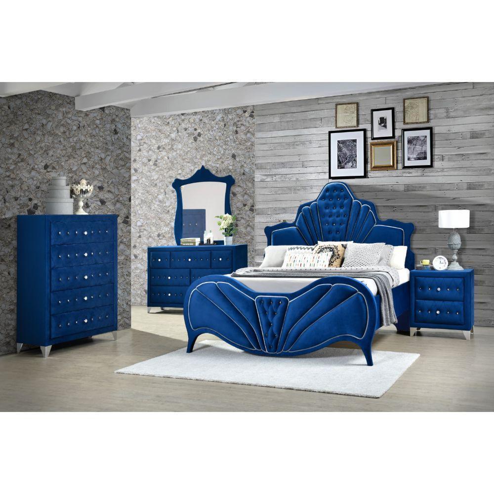 ACME Dante Nightstand, Blue Velvet FredCo