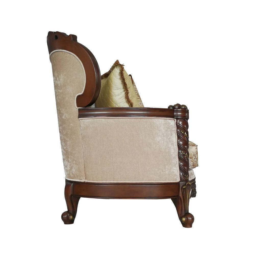 ACME Devayne Sofa w/6 Pillows, Fabric & Dark Walnut FredCo