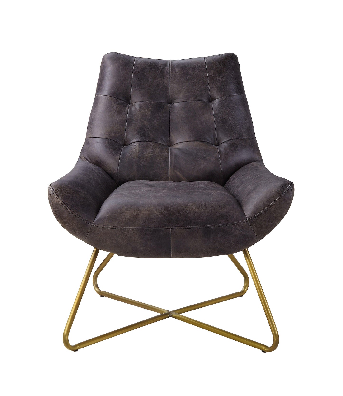 ACME Dhalsim Accent Chair, Antique Ebony Top Grain Leather FredCo