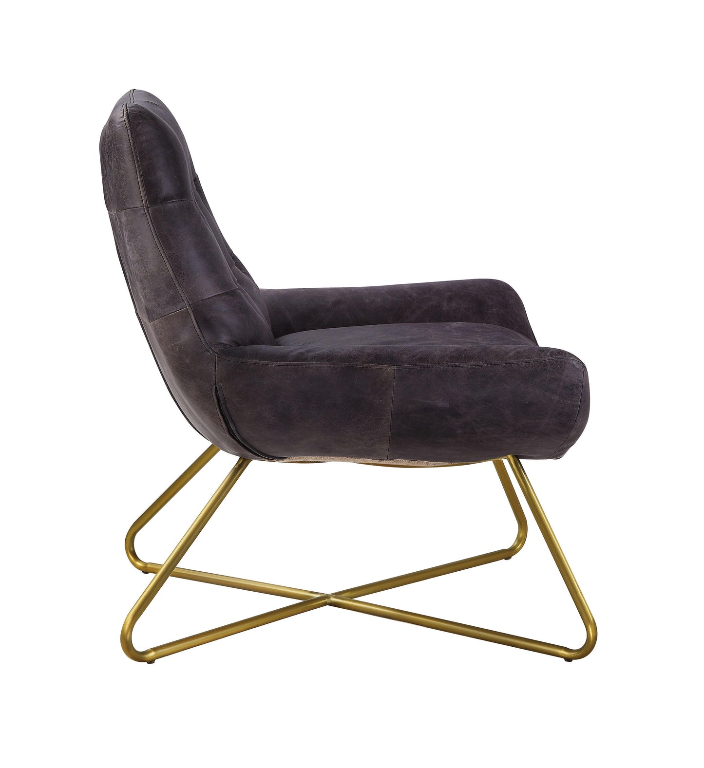 ACME Dhalsim Accent Chair, Antique Ebony Top Grain Leather FredCo