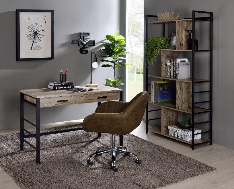 ACME Disho Built-in USB Port Writing Desk, Light Weathered Oak & Black Finish FredCo