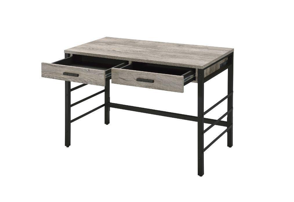 ACME Disho Built-in USB Port Writing Desk, Light Weathered Oak & Black Finish FredCo