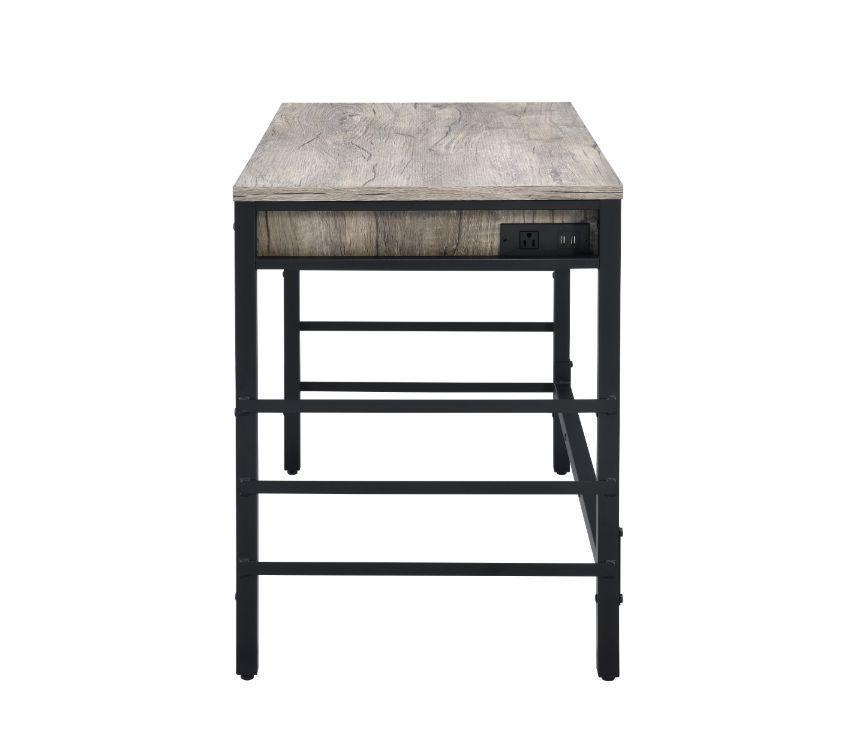 ACME Disho Built-in USB Port Writing Desk, Light Weathered Oak & Black Finish FredCo