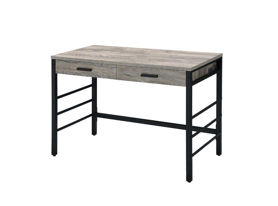 ACME Disho Built-in USB Port Writing Desk, Light Weathered Oak & Black Finish FredCo