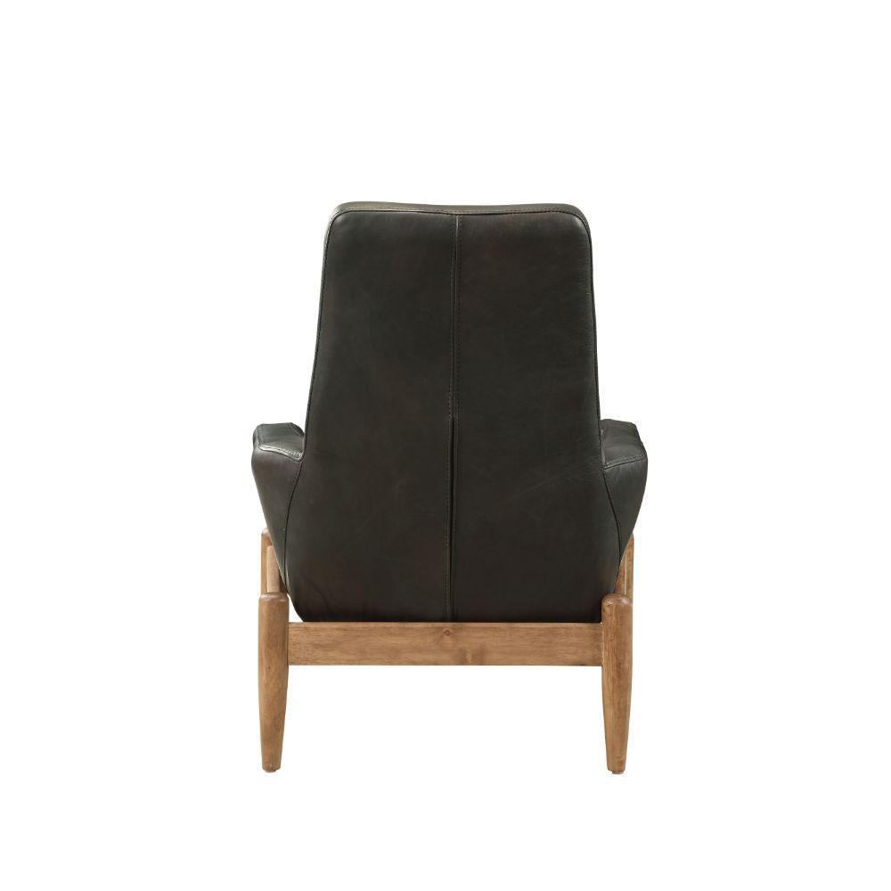 ACME Dolphin Accent Chair, Black Top Grain Leather FredCo