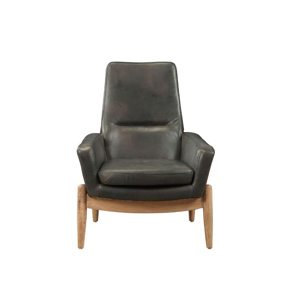 ACME Dolphin Accent Chair, Black Top Grain Leather FredCo