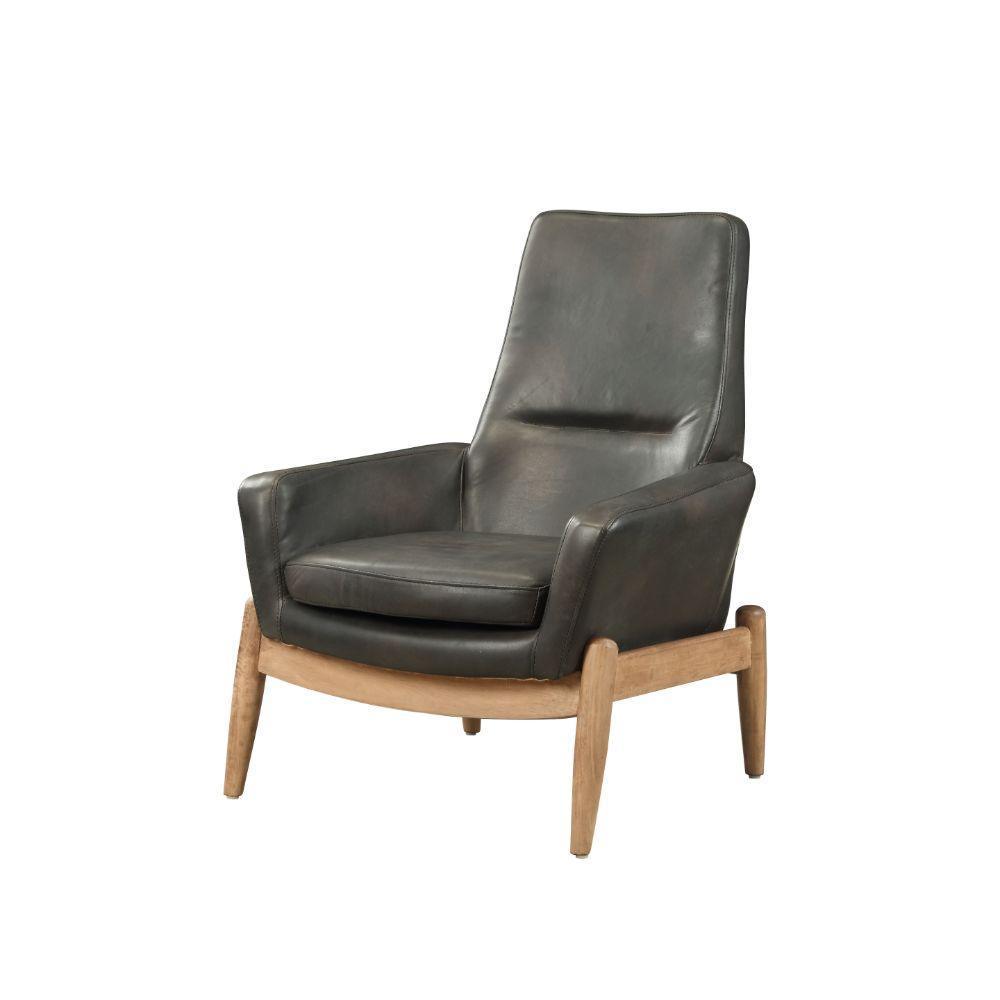 ACME Dolphin Accent Chair, Black Top Grain Leather FredCo