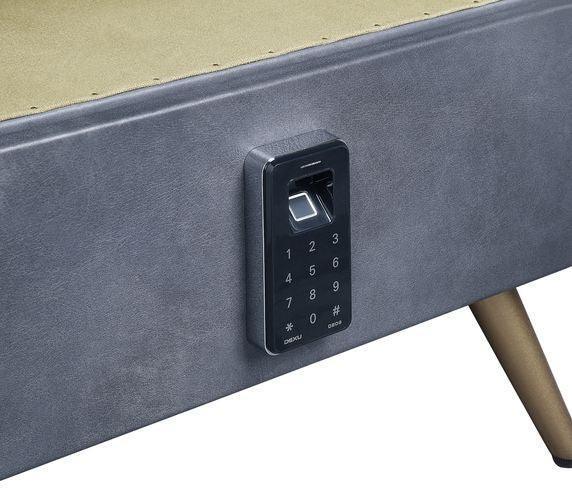 ACME Doris Nightstand w/USB Port & Electric Lock, Gray Top Grain Leather & Aluminum FredCo