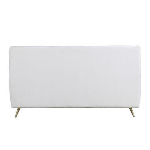 ACME Doris Queen Bed, Vntage White Top Grain Leather FredCo
