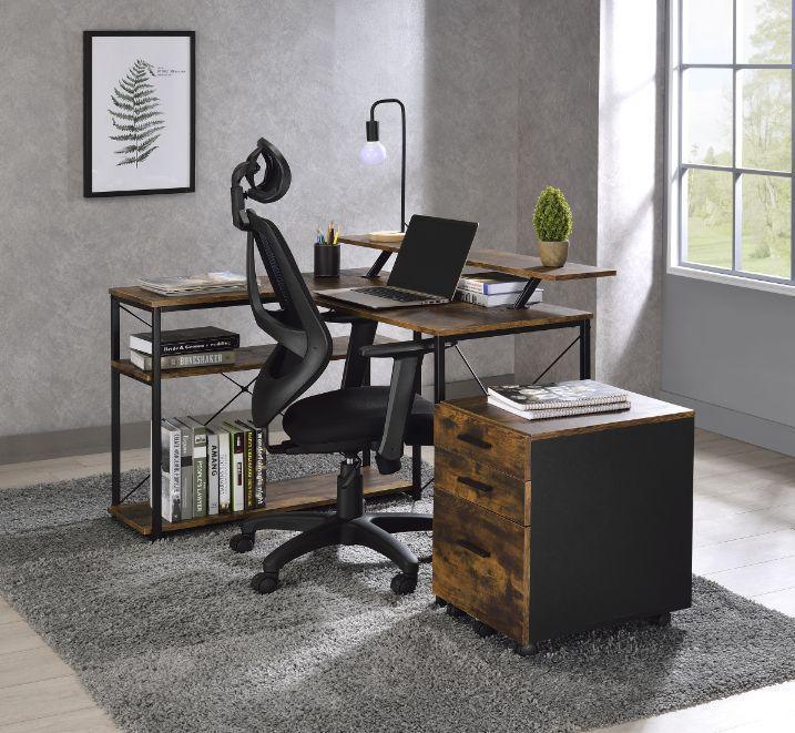 ACME Drebo Writing Desk, Weathered Oak & Black Finish FredCo
