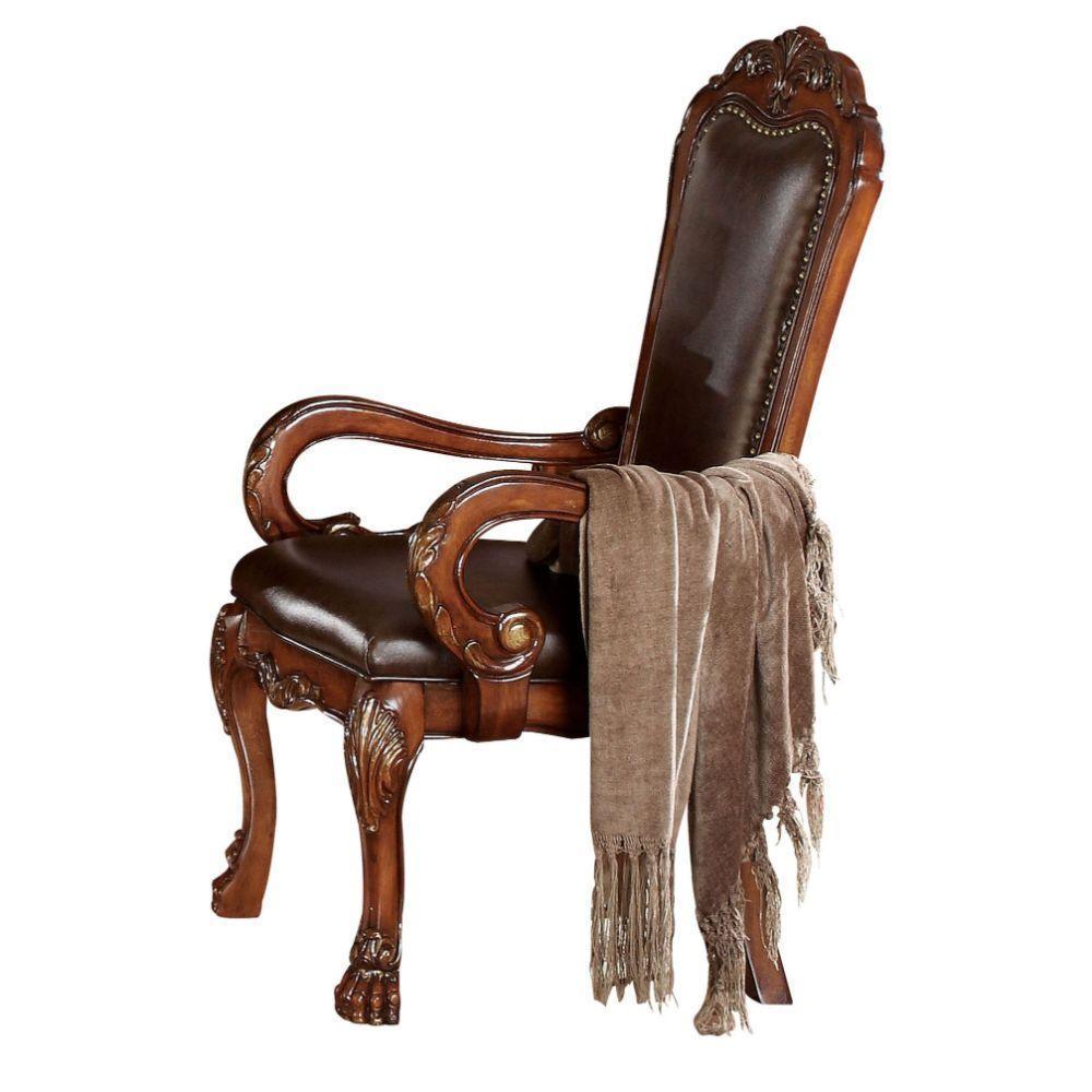 ACME Dresden Arm Chair (Set-2), PU & Cherry Oak FredCo