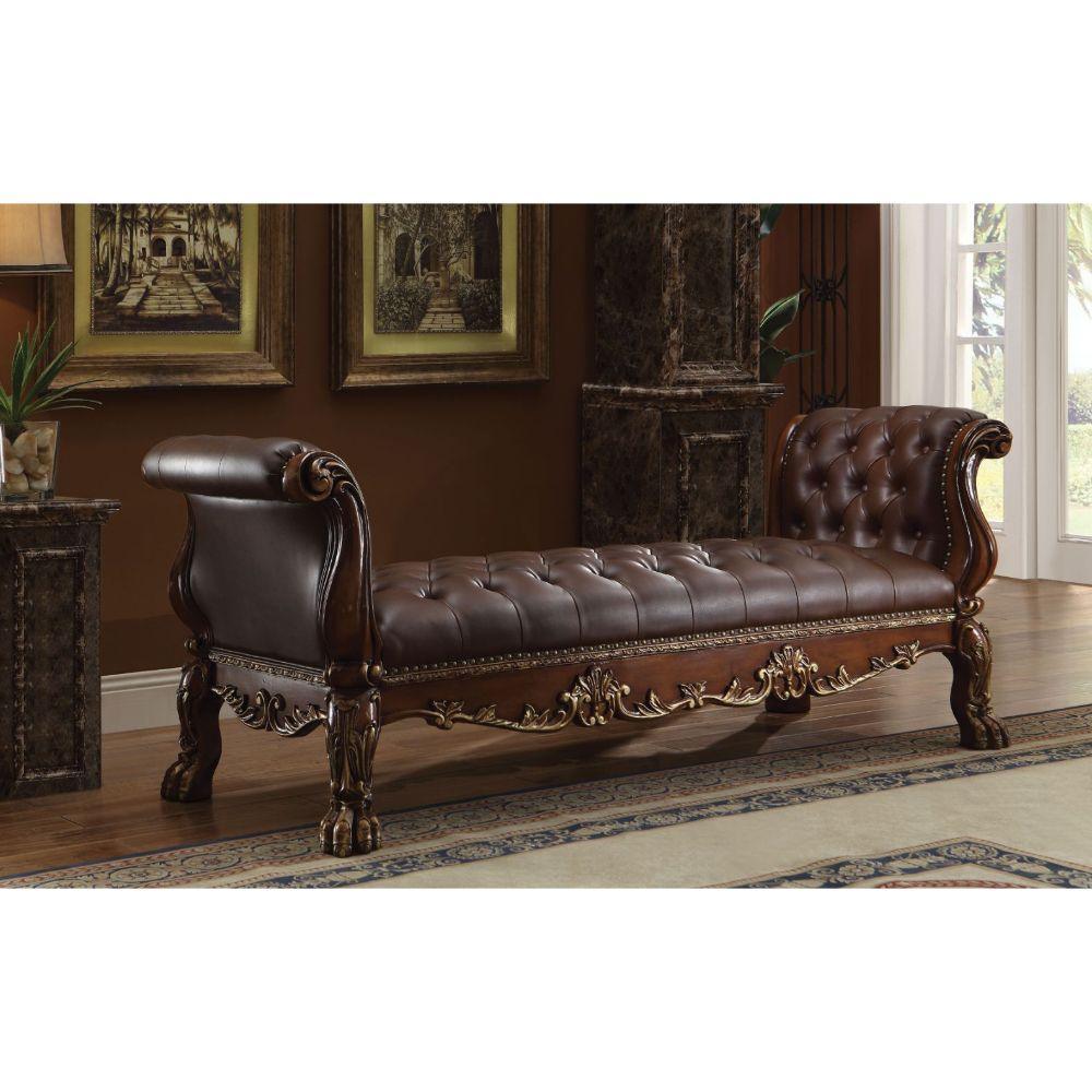 ACME Dresden Bench, PU & Cherry Oak FredCo
