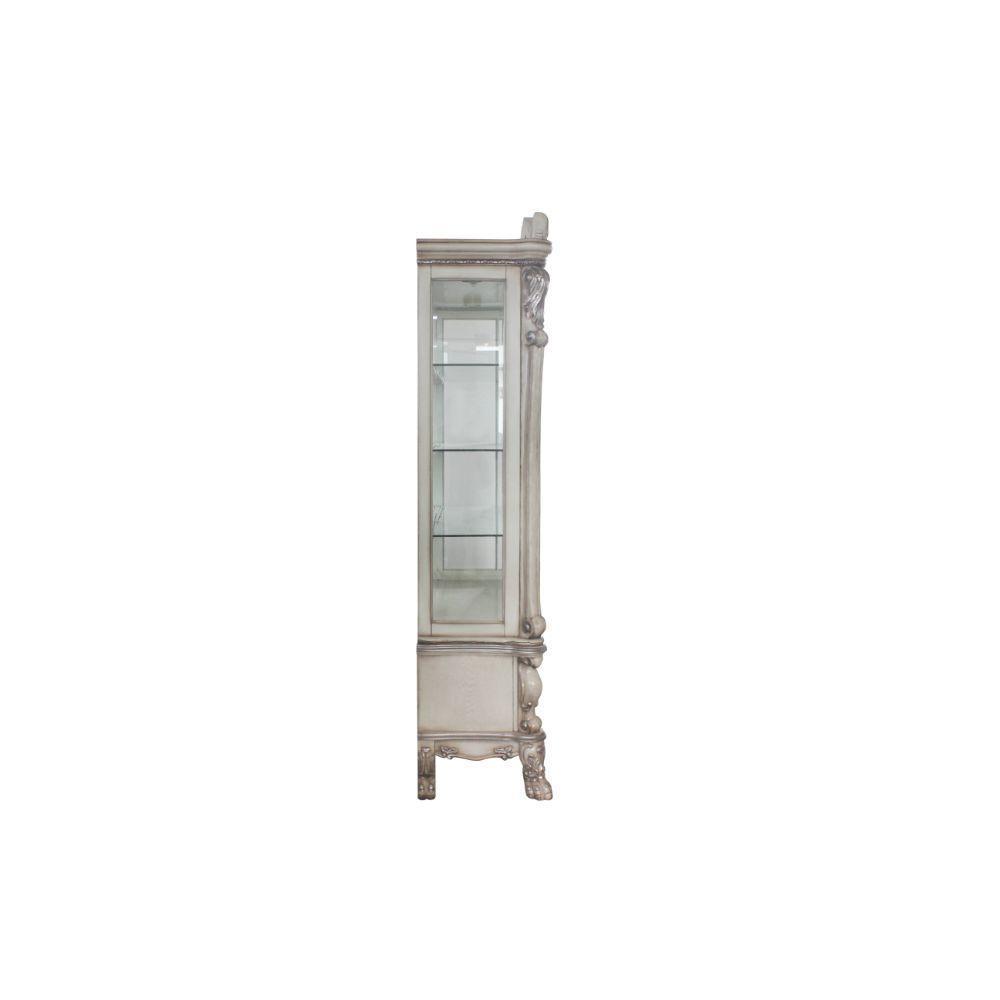 ACME Dresden Curio Cabinet, Vintage Bone White FredCo