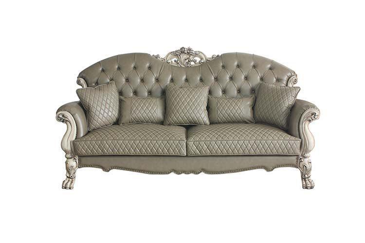 ACME Dresden Sofa w/5 Pillows, Vintage Bone White & PU FredCo