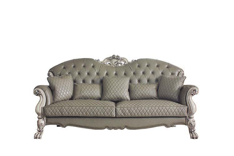ACME Dresden Sofa w/5 Pillows, Vintage Bone White & PU FredCo