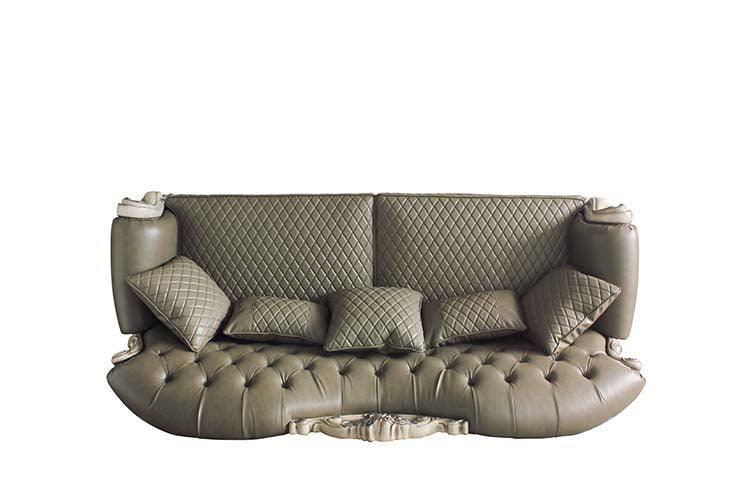 ACME Dresden Sofa w/5 Pillows, Vintage Bone White & PU FredCo