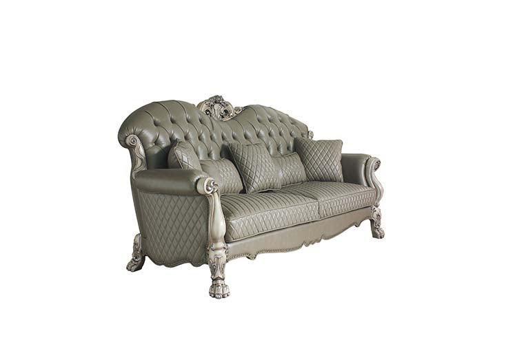ACME Dresden Sofa w/5 Pillows, Vintage Bone White & PU FredCo