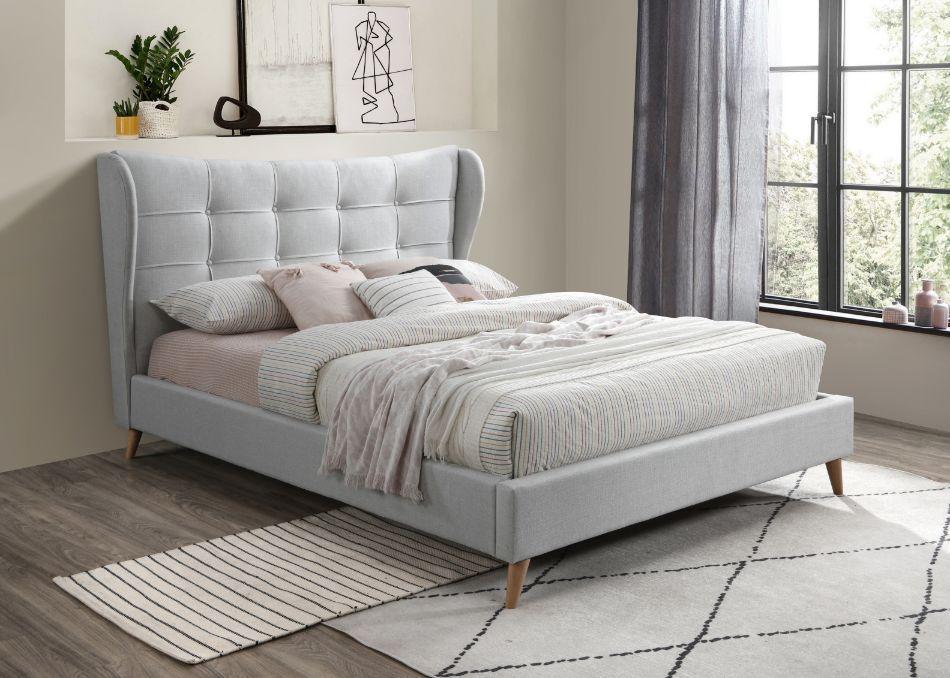 ACME Duran Queen Bed, Light Gray Fabric FredCo