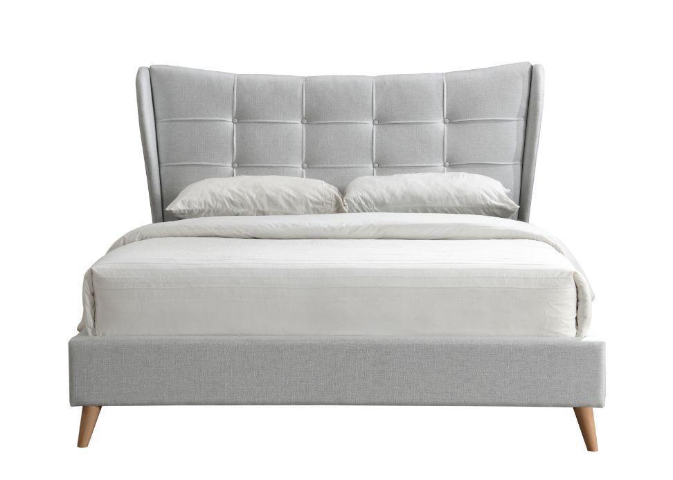 ACME Duran Queen Bed, Light Gray Fabric FredCo