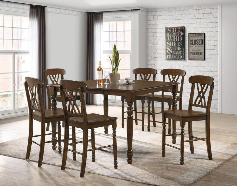 ACME Dylan Counter Height Table, Walnut Finish FredCo