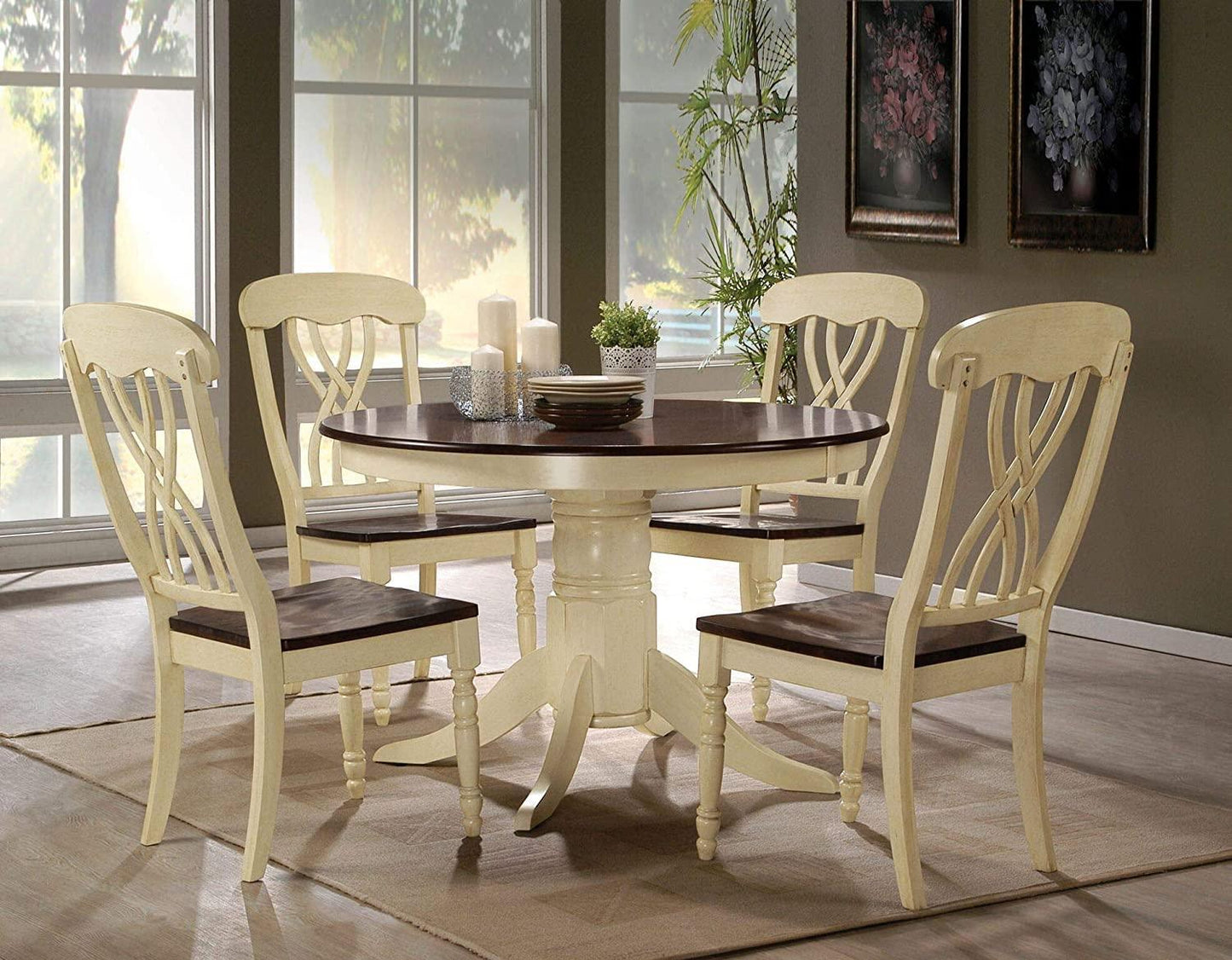 ACME Dylan Dining Table, Buttermilk & Oak 70330 FredCo