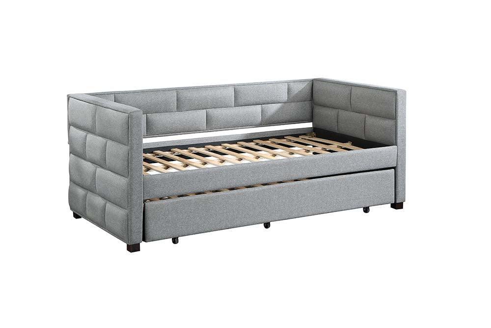 ACME Ebbo Daybed & Trundle (T/T), Gray Fabric FredCo
