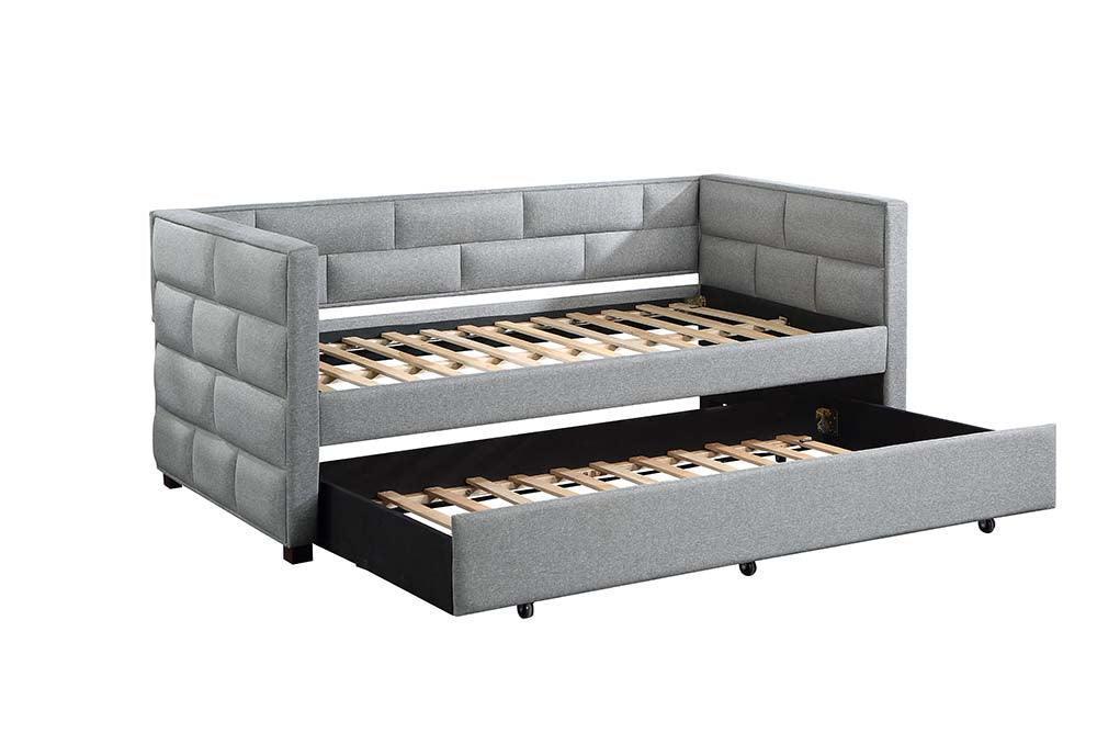 ACME Ebbo Daybed & Trundle (T/T), Gray Fabric FredCo
