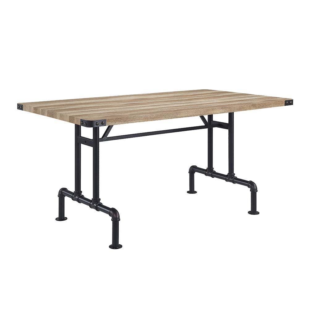 ACME Edina Dining Table, Oak & Sandy Black Finish FredCo