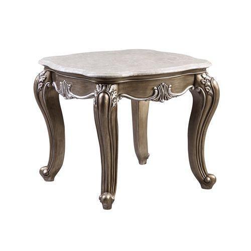 ACME Elozzol End Table, Marble Top & Espresso Finish FredCo