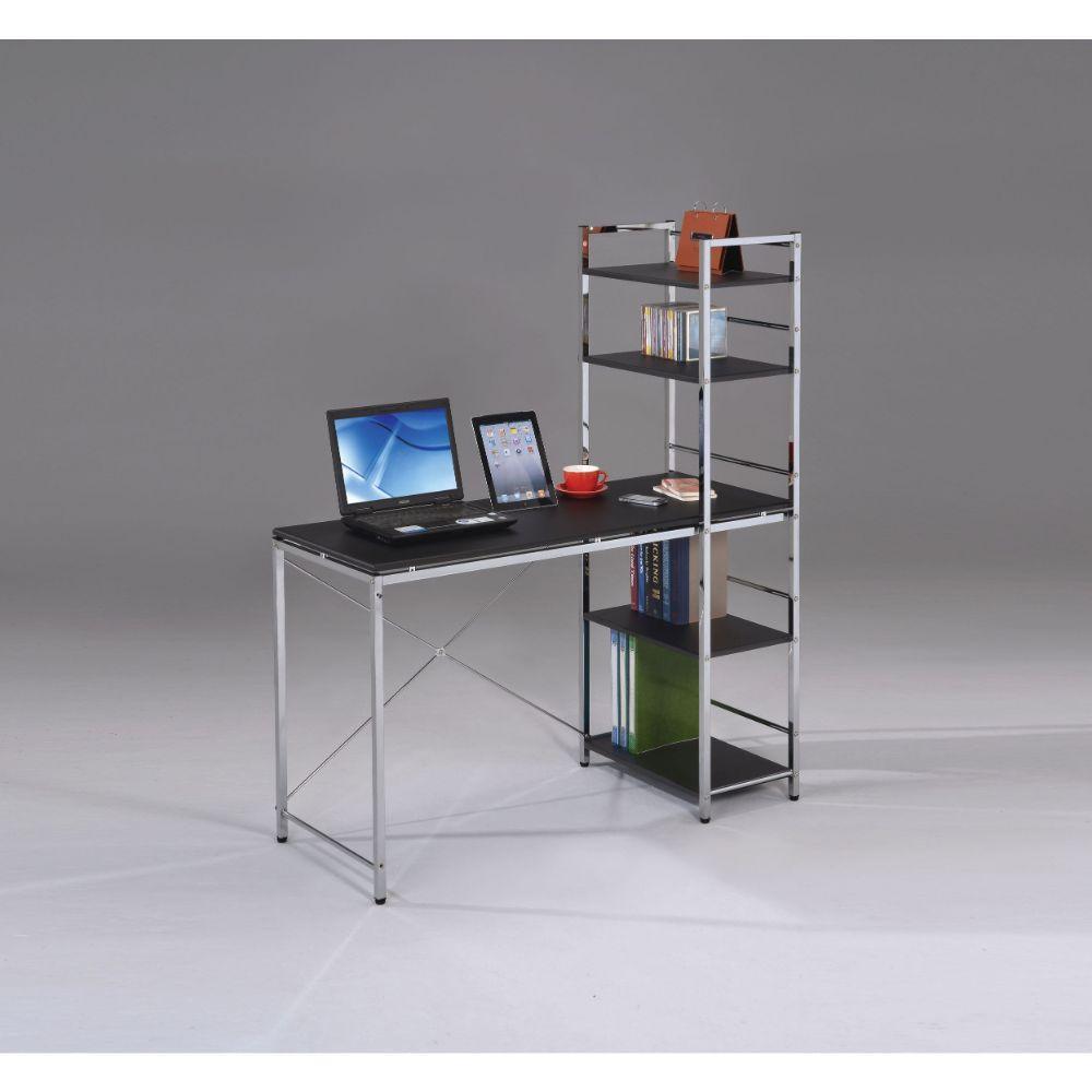 ACME Elvis Computer Desk w/Shelves, Black & Chrome FredCo
