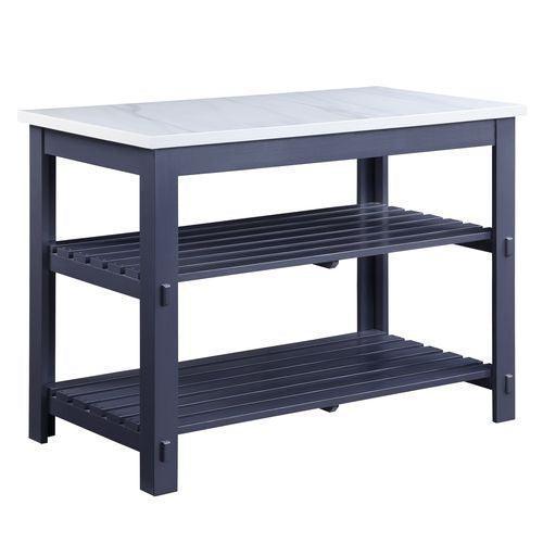 ACME Enapay Kitchen Island, Marble Top & Gray Finish FredCo