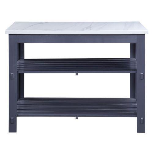 ACME Enapay Kitchen Island, Marble Top & Gray Finish FredCo