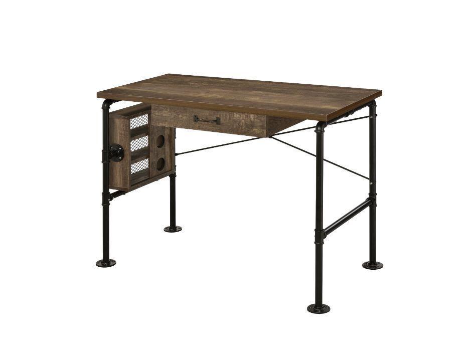 ACME Endang Writing Desk, Weathered Oak & Black Finish FredCo