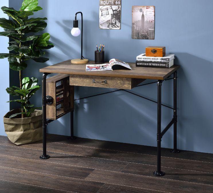 ACME Endang Writing Desk, Weathered Oak & Black Finish FredCo