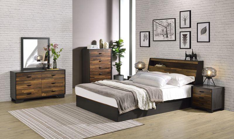 ACME Eos Queen Bed, Walnut & Black Finish FredCo