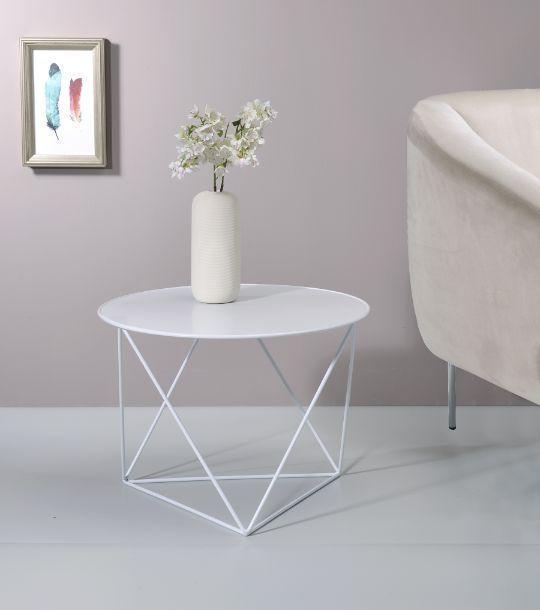 ACME Epidia Accent Table, White Finish FredCo