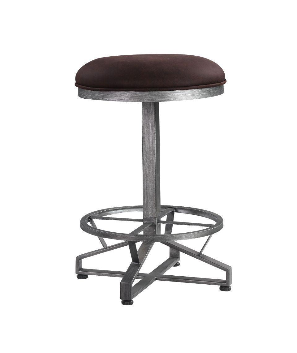 ACME Evangeline Counter Height Stool, Rustic Brown Fabric & Black Finish FredCo