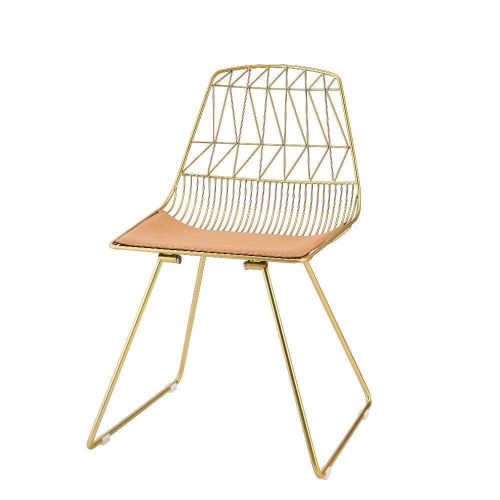 ACME Fantasia Side Chair (Set-2), Whiskey PU & Gold FredCo