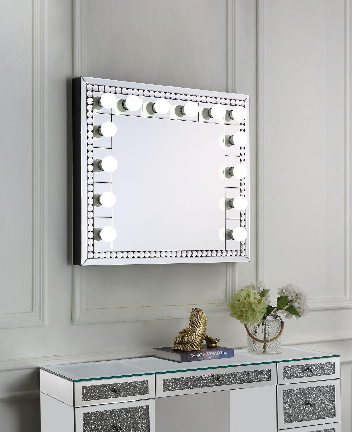 ACME Farai Wall DÉCOR, Mirrored & Faux Crystal Diamonds FredCo