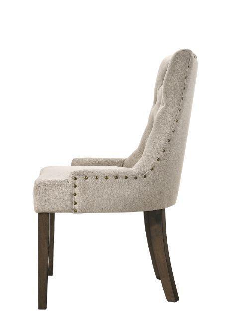 ACME Farren Side Chair, Beige Fabric & Espresso Finish FredCo