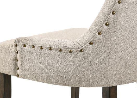 ACME Farren Side Chair, Beige Fabric & Espresso Finish FredCo