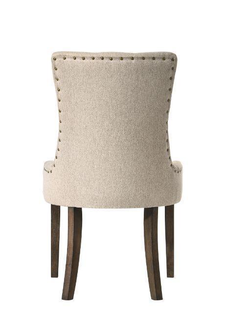 ACME Farren Side Chair, Beige Fabric & Espresso Finish FredCo