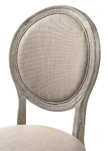 ACME Faustine Side Chair, Tan Fabric & Salvaged Oak Finish FredCo