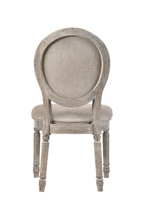 ACME Faustine Side Chair, Tan Fabric & Salvaged Oak Finish FredCo
