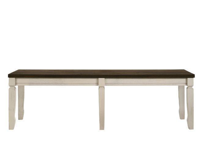 ACME Fedele Bench, Weathered Oak & Cream Finish FredCo
